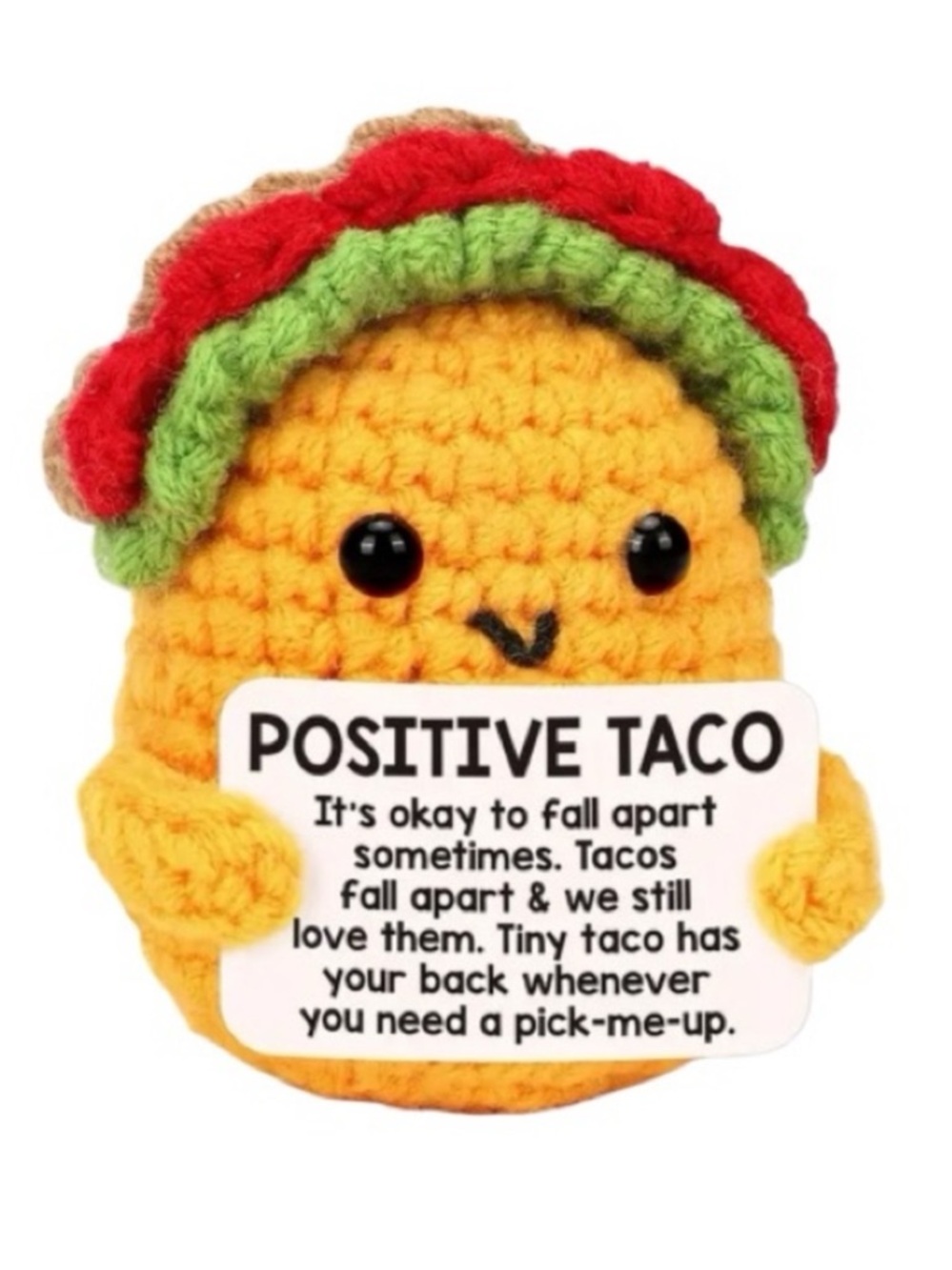 Crochet Positive Taco Gift Funny Emotional Support Desk Decor w Card NWT